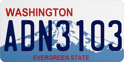 WA license plate ADN3103