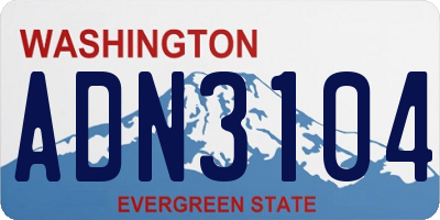 WA license plate ADN3104