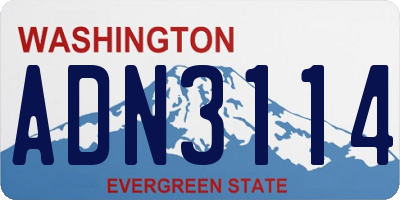 WA license plate ADN3114