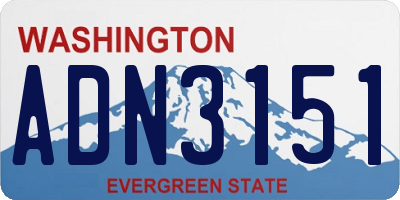 WA license plate ADN3151
