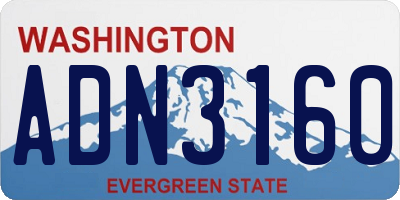 WA license plate ADN3160