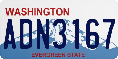 WA license plate ADN3167