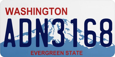 WA license plate ADN3168