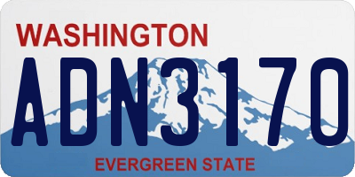 WA license plate ADN3170