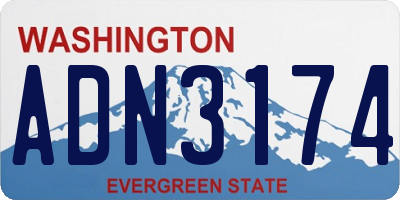 WA license plate ADN3174