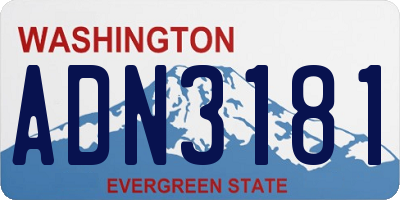 WA license plate ADN3181