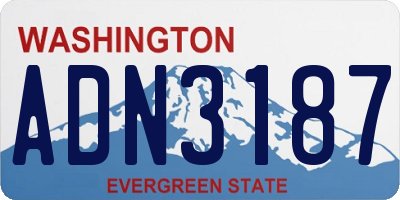 WA license plate ADN3187