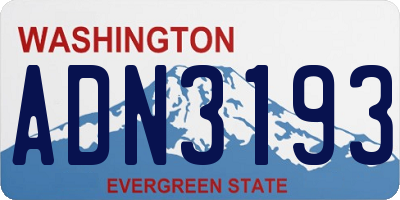 WA license plate ADN3193