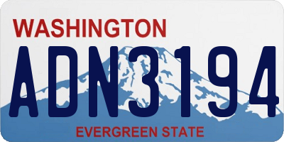 WA license plate ADN3194