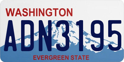 WA license plate ADN3195