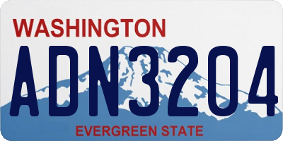 WA license plate ADN3204