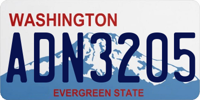 WA license plate ADN3205