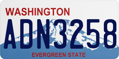WA license plate ADN3258