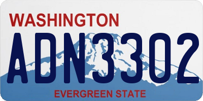 WA license plate ADN3302