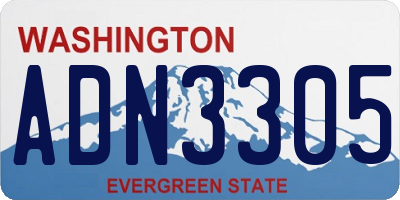 WA license plate ADN3305