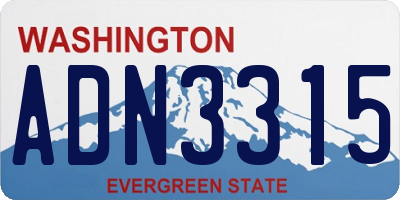 WA license plate ADN3315