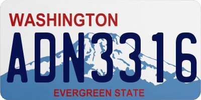 WA license plate ADN3316