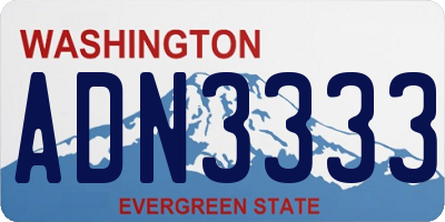 WA license plate ADN3333