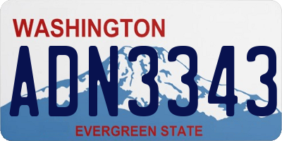 WA license plate ADN3343