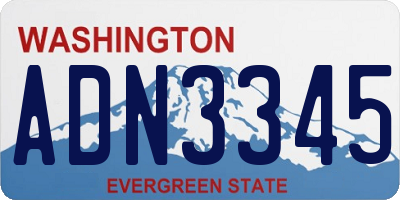 WA license plate ADN3345