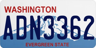 WA license plate ADN3362