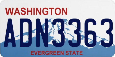 WA license plate ADN3363