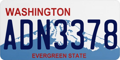 WA license plate ADN3378