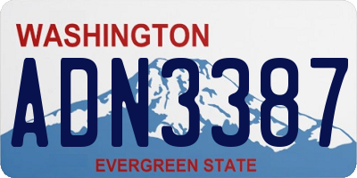 WA license plate ADN3387