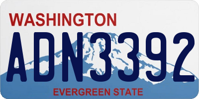 WA license plate ADN3392