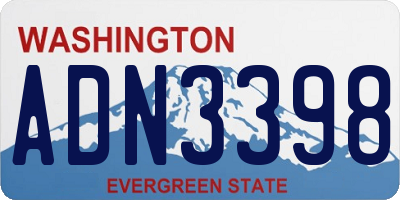 WA license plate ADN3398