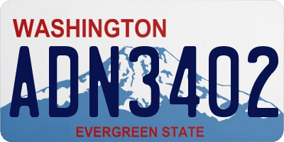 WA license plate ADN3402