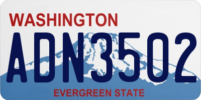 WA license plate ADN3502