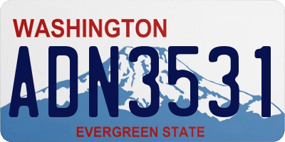 WA license plate ADN3531