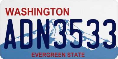 WA license plate ADN3533