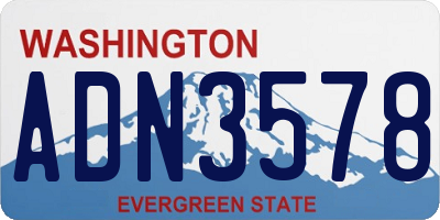 WA license plate ADN3578