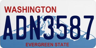 WA license plate ADN3587