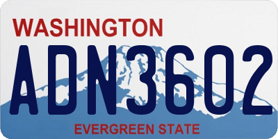 WA license plate ADN3602