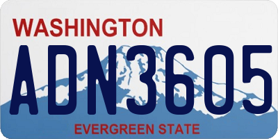 WA license plate ADN3605