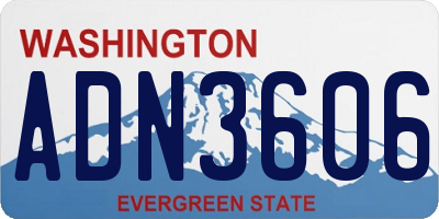 WA license plate ADN3606