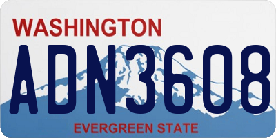 WA license plate ADN3608