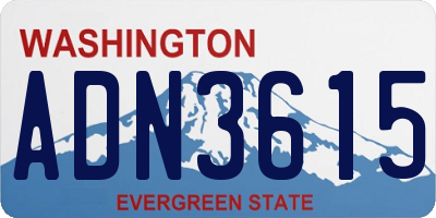 WA license plate ADN3615