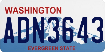 WA license plate ADN3643