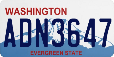 WA license plate ADN3647