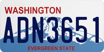 WA license plate ADN3651