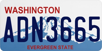 WA license plate ADN3665