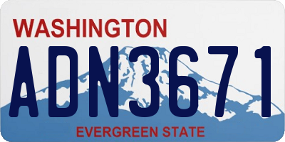 WA license plate ADN3671