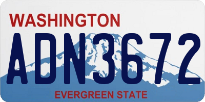 WA license plate ADN3672