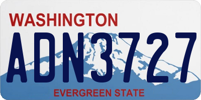 WA license plate ADN3727