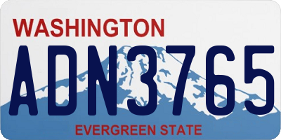 WA license plate ADN3765