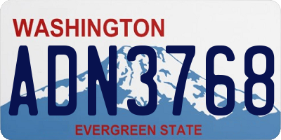 WA license plate ADN3768